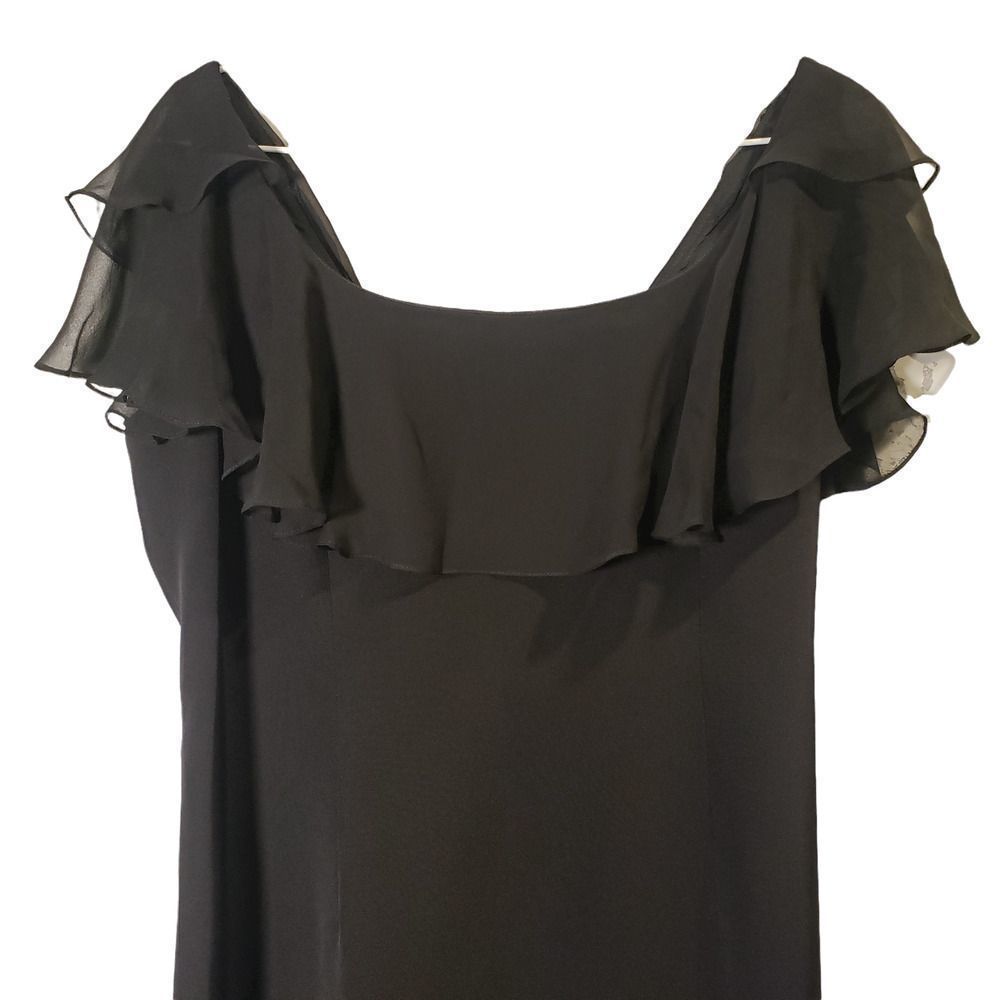 Rickie Freeman Teri Jon 100% Silk Straight Dress Black Women's Size 10 - Picture 2 of 7